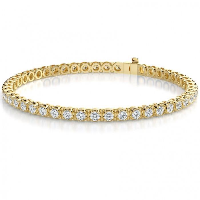 5.64 Carats Bracelet Tennis Brillant Véritable Diamants Scintillants Or Jaune