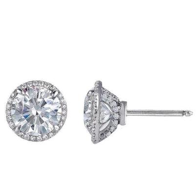 5.80 Carats De Réel Diamants Taille Brillant Boucles D'oreilles Pour Dames Avec Halo