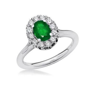 5.90 carats alliance émeraude Vert et diamants or blanc 14K