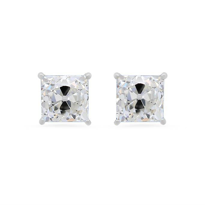 6 Carats Coussin Vieux mineur Véritable Diamond Studs Set Prong Or Blanc 14K