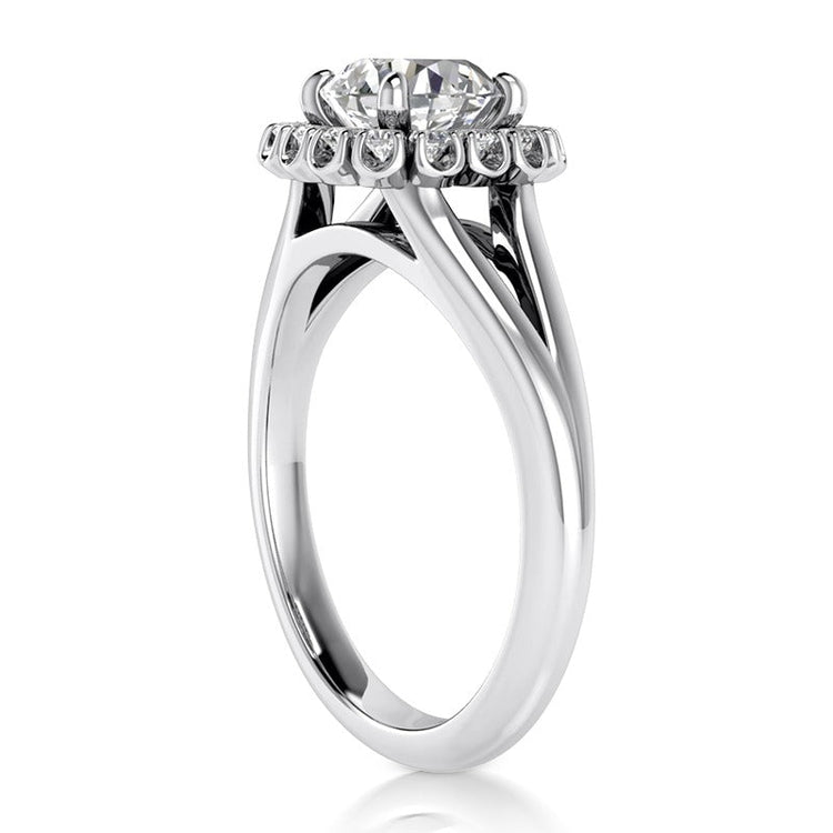 Brillant Bague de Fiançailles Halo 2-carats Or Blanc 14 Carats – vue de côté