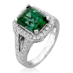 Tourmaline Fine Bague Pierre de Couleur 6,50 carats Or Blanc 14 Carats – vue principale