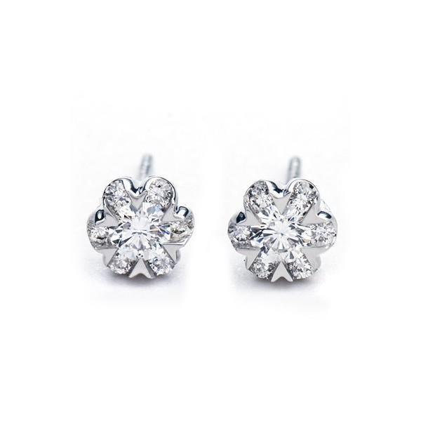 6.00 Carats Boucles D'oreilles Femme Naturel Diamants Taille Ronde Or Blanc 14K