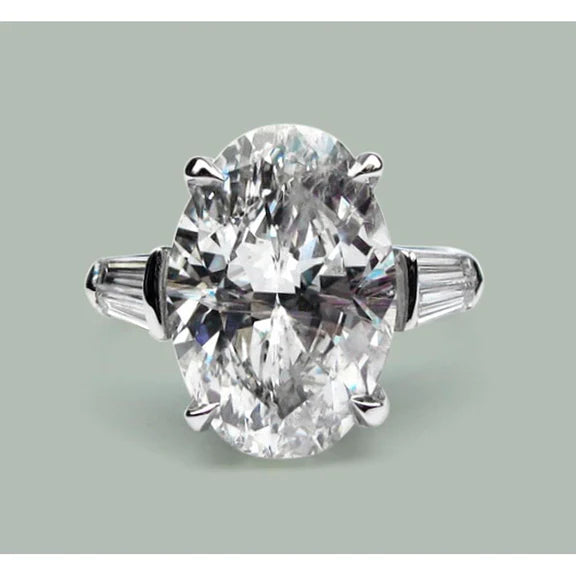 6.20 carats. Alliance Ovale & Baguettes Réel Diamants 3 Pierres