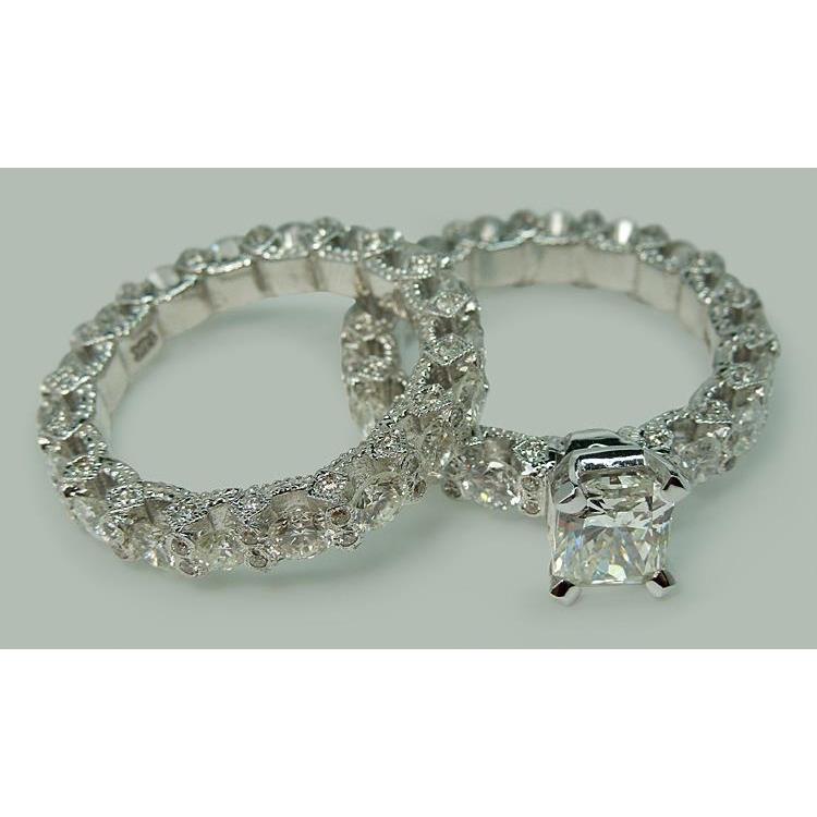 6.25 Carats Bague De Fiançailles Naturel Diamant Serti Or Blanc 14 Carats