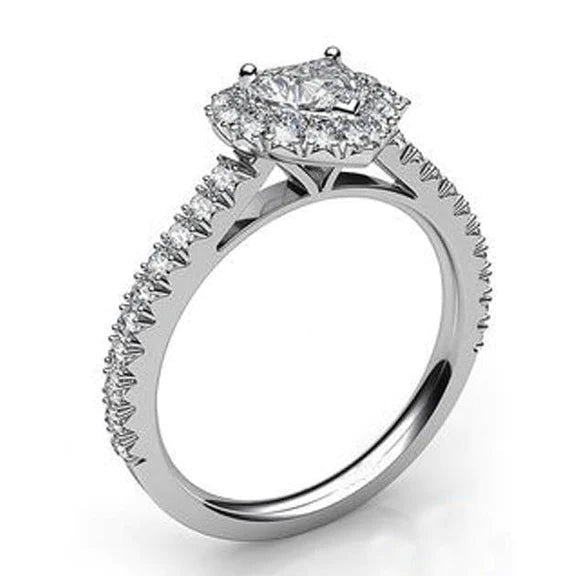 6.25 Carats Coeur Coupé Avec Accent Réel Diamant Bague Halo Bijoux Mousseux