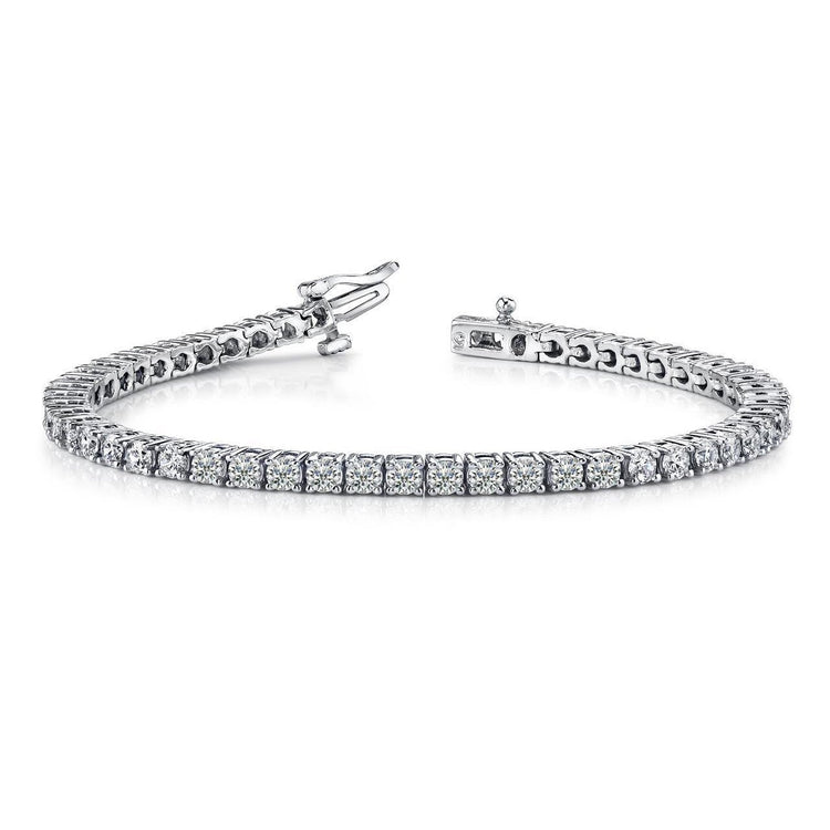 6.60 Carats Bracelet Tennis Réel Diamant Rond Scintillant Or Blanc 14K