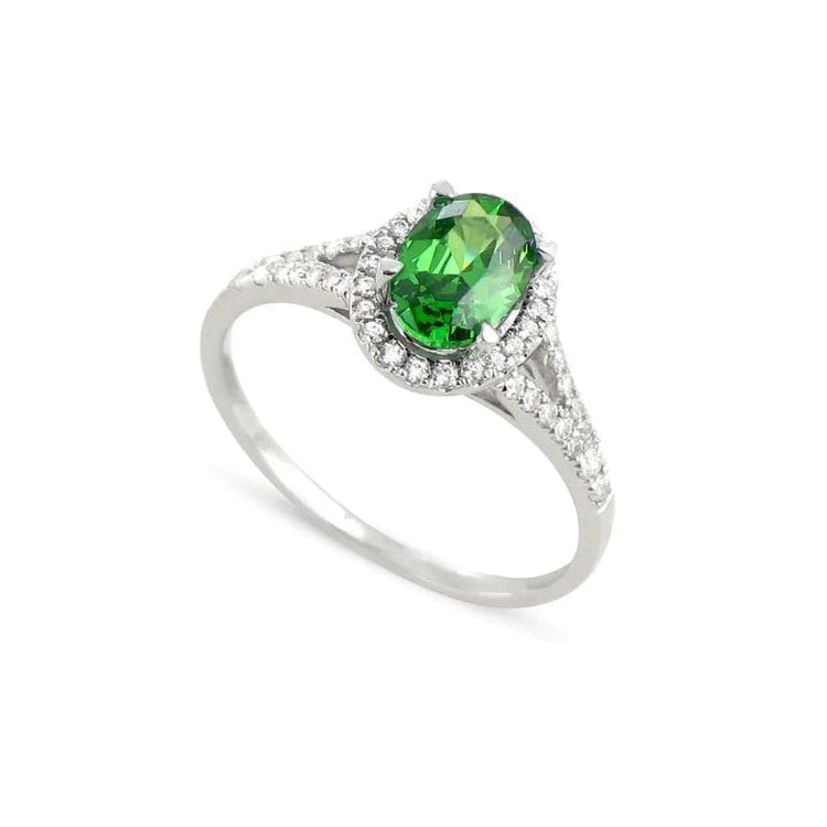 6.75 Carats Bague Emeraude Vert Et Diamant Or Blanc 14K