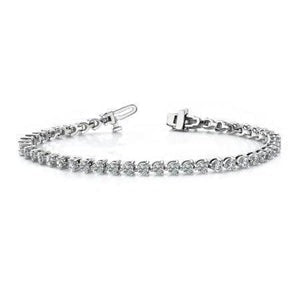 6.75 carats rond 3 griffes serti de Réel diamants bracelet de tennis en or blanc massif