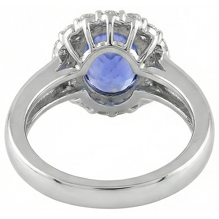 naturel oval tanzanite 7.50carats bague avec accents diamants
