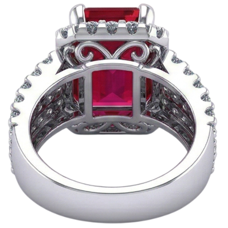 7.50 carats rubis rouge en forme d'émeraude avec bague en diamant bijoux en or