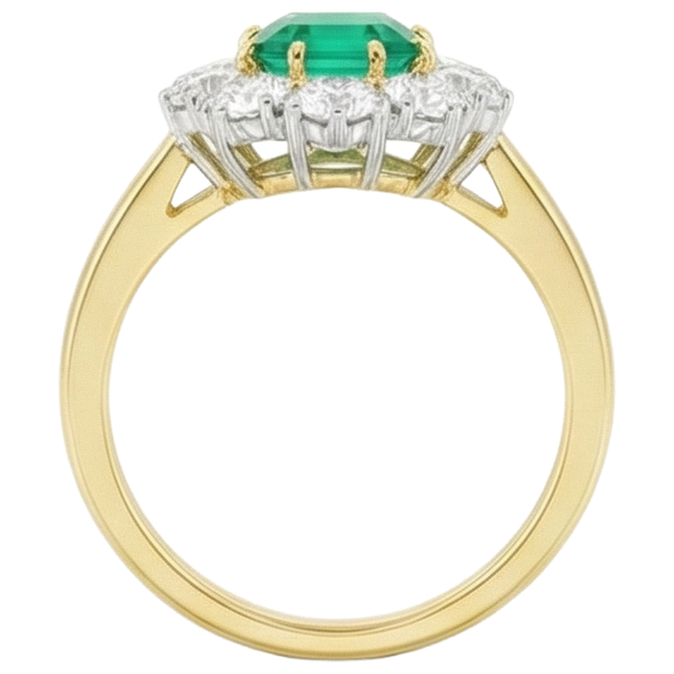 Émeraude Green Emerald Ring 7,00 carats Or Bicolore 14 Carats – vue de dessus