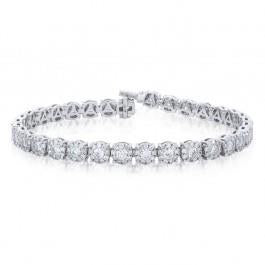 7 Carats Serti De Griffes Bracelet Tennis Véritable Diamant Rond Or Blanc Massif