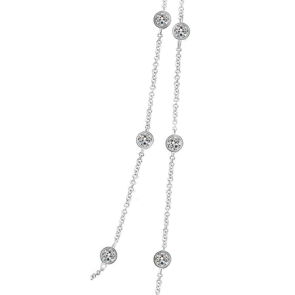 7 Ct Femmes Yard De Réel Diamants Collier Lunette Milligrain Long