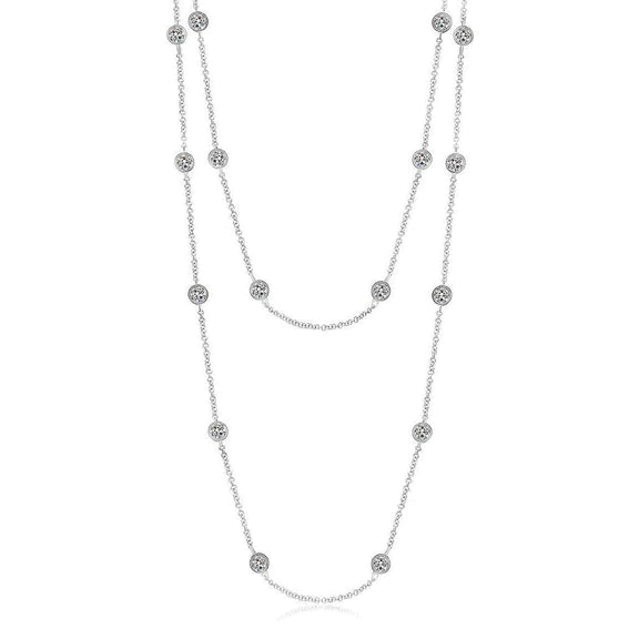 7 Ct Femmes Yard De Réel Diamants Collier Lunette Milligrain Long