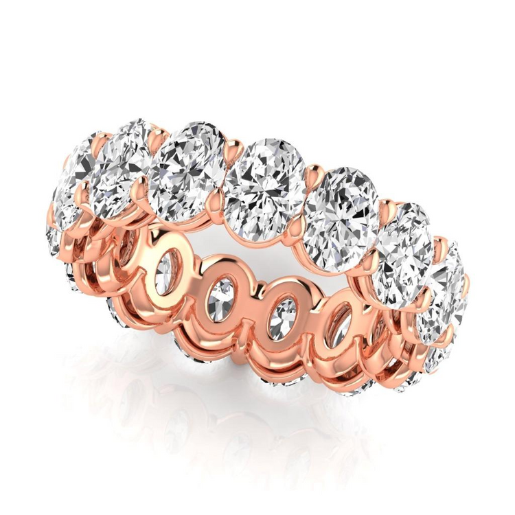 Brillant Taille Ovale Eternity Band en Or 14K Rose – vue de côté