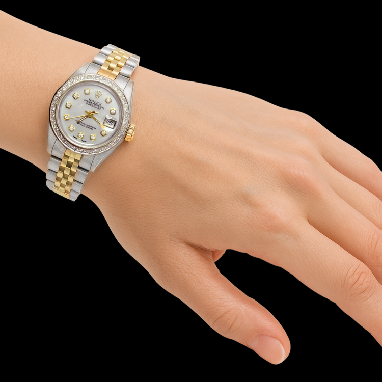 Montre pour femme Rolex Date-just 26 mm en or jaune 18K et acier