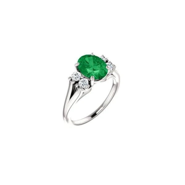 7.40 Carats Bague Anniversaire Emeraude Vert Et Diamants Or 14K Blanc Nouveau