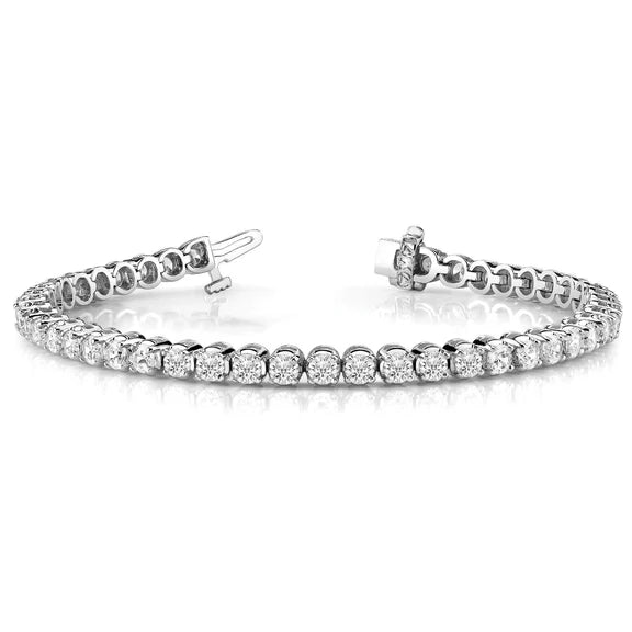 7.40 Carats Bracelet Tennis Réel Diamant Taille Ronde WG 14K