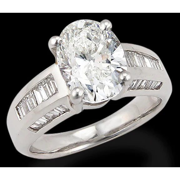 7.50 ct. Bague Solitaire Réel Diamant Ovale Avec Accents