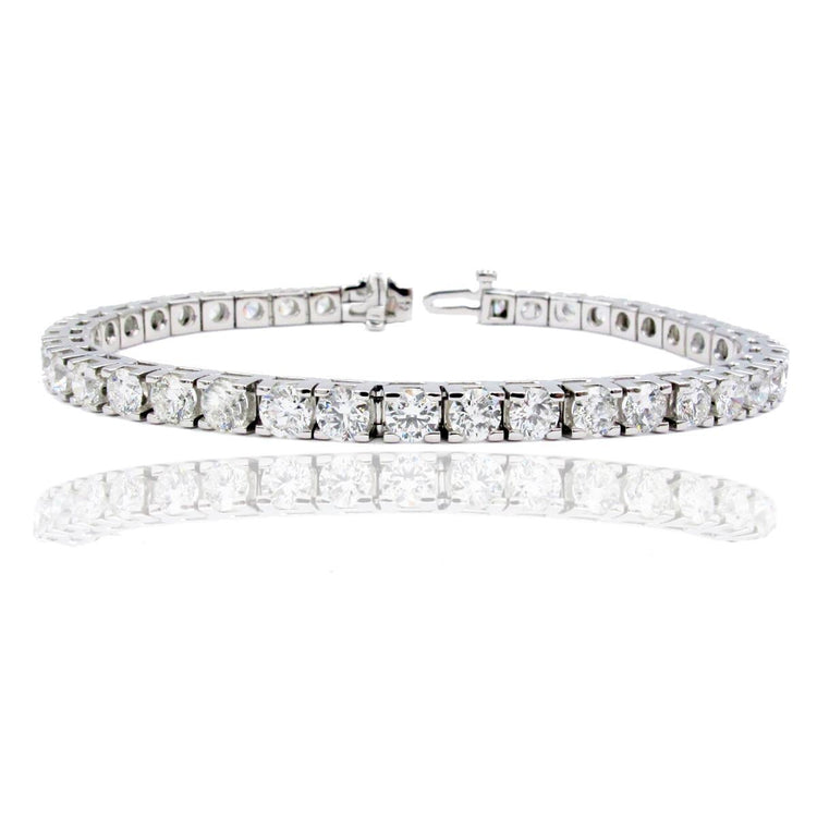 7.60 Carats Bracelet Tennis Véritable Diamants Brillants Scintillants WG