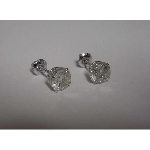7.60 Carats. Boucle D'Oreille Réel Diamants Coupe Ronde Boucle D'oreille Platine Gros Diamants