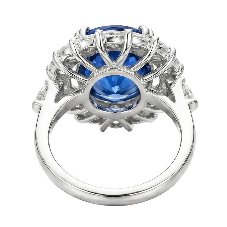 8.25 carats Bague Gros Saphir Sri Lanka Et Diamants Naturels Extraits des Mines ( et non cultivés en laboratoire ) Marquise