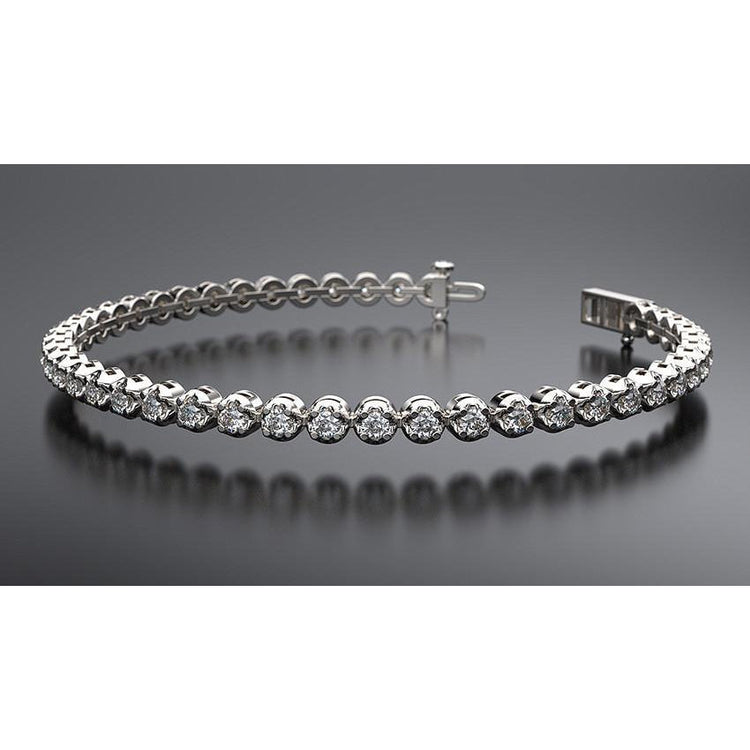 Bracelet Tennis Or Rose 14 Carats avec Diamant Fin – vue principale