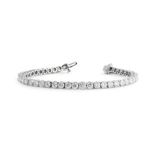 8.40 Carats Bracelet Tennis Véritable Diamants Taille Brillant Or Blanc 14K