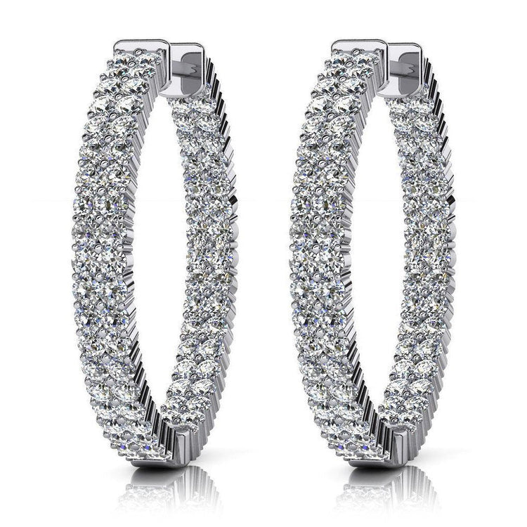 8.60 Ct De Superbes Boucles D'oreilles En Or Blanc 14K Avec Naturel Diamants Taillés Ronds