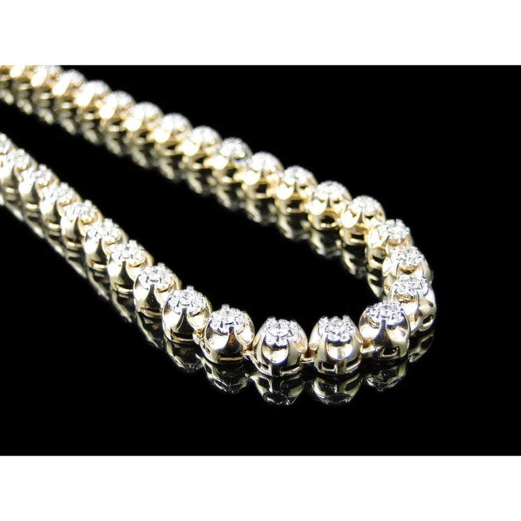 8.8 Ct Diamant Collier Homme 55 cm Or Jaune 4.5 mm Large
