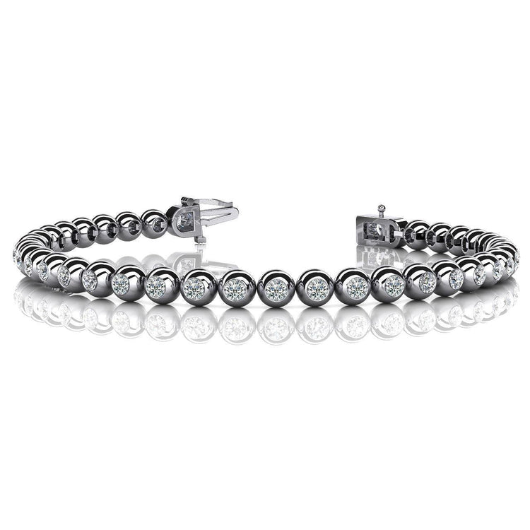 9 Carats Naturel Diamants Serti Clos Bracelet Tennis Coupe Ronde Or Blanc