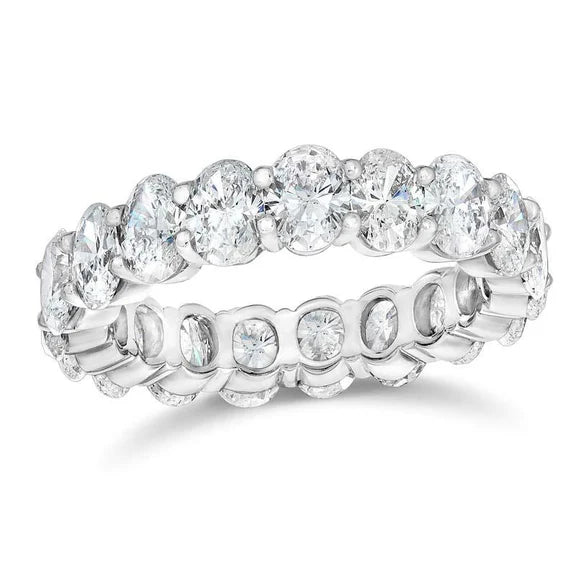 9.50 Carats Réel Diamant Taille Ovale Bijoux En Or Bande D'éternité Femmes
