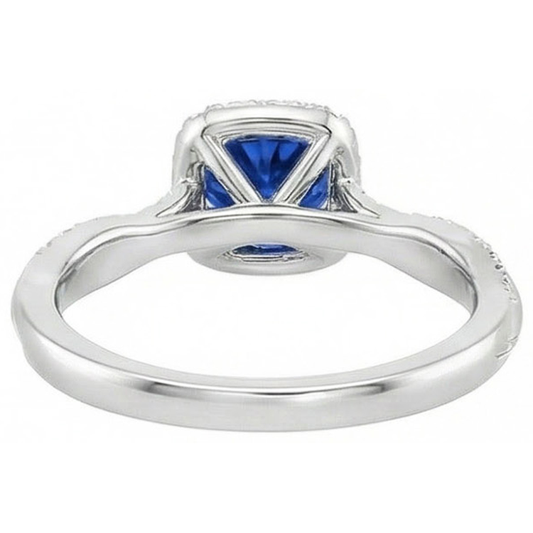Alliance 3 Carats Diamants Naturels Extraits des Mines ( et non cultivés en laboratoire ) Saphir Bleu Ceylan Or Blanc 14K