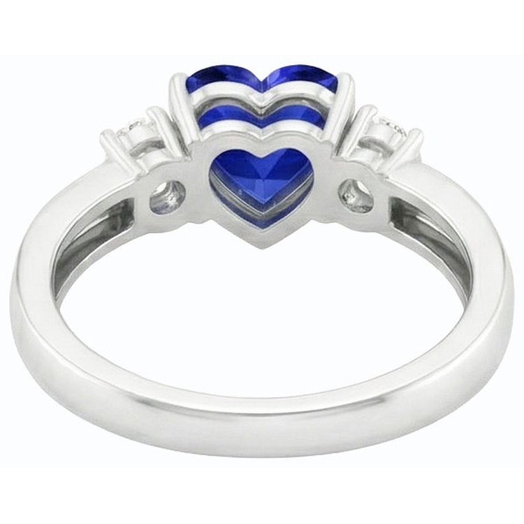 Alliance 3 Pierres Coeur Saphir Bleu & Diamants Ronds 1.75 Carats