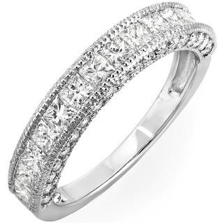 Alliance 3.30 Carats Princesse Et Naturel Diamant Rond Or Blanc