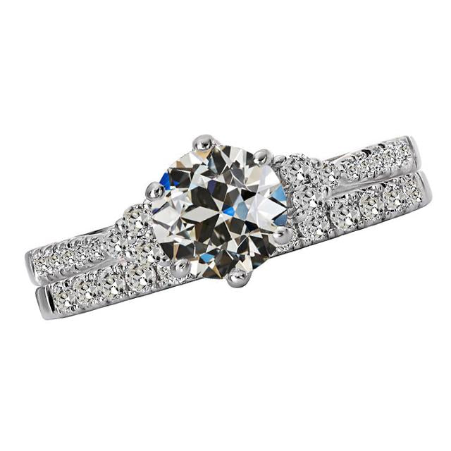 Alliance Alliance Sertie Ronde Véritable Diamant Taille Vieille Mine Or Blanc 5 Carats