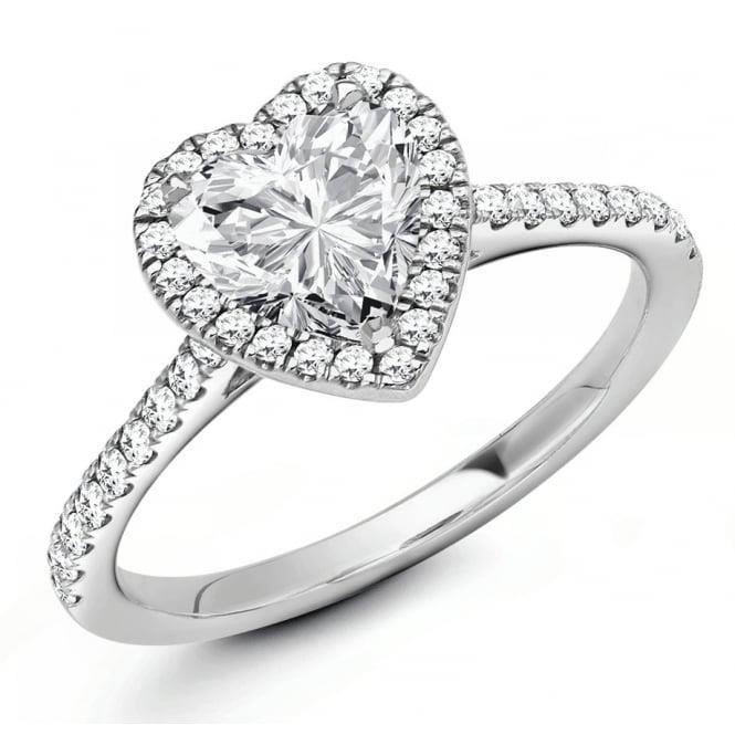 Alliance Avec Halo De Véritable Diamants En Forme De Cœur