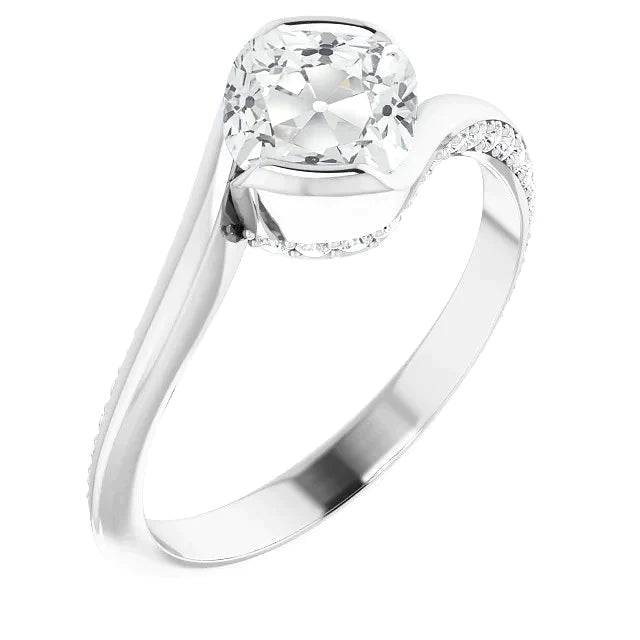 Alliance Coussin Ancienne Mine Réel Diamant Style Tension 4 Carats