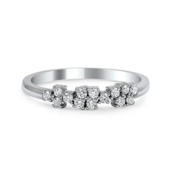 Alliance De Réel Diamants Ronds Taille Brillante De 2,1 Carats En Or Blanc 14K