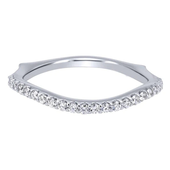 Alliance Demi Eternité 0.66 Carats Réel Diamant Rond Or Blanc