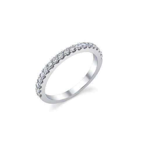 Alliance Demi-Eternité Avec Réel Diamants 1 Carat En Or Blanc