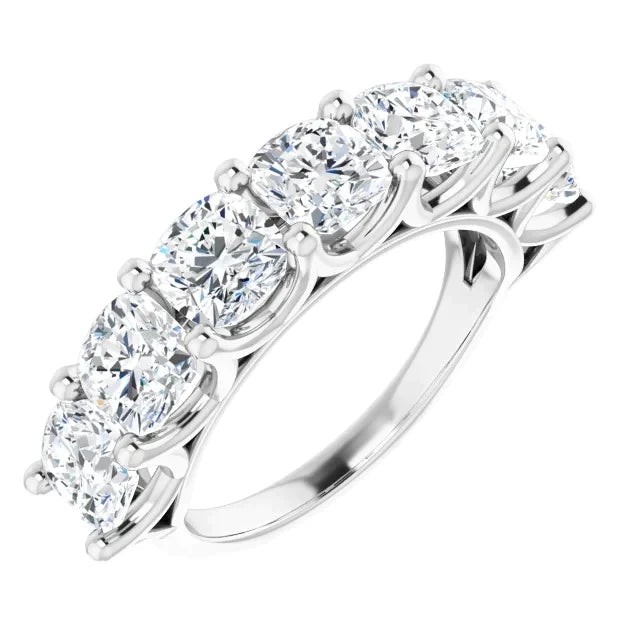 Alliance Demi-Eternité Coussin Réel Diamant Comfort Fit 5,25 Carats