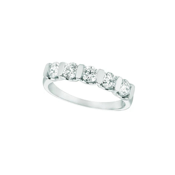 Alliance Demi Eternité Réel Diamant 1 Carat Or Blanc 14K Nouveau