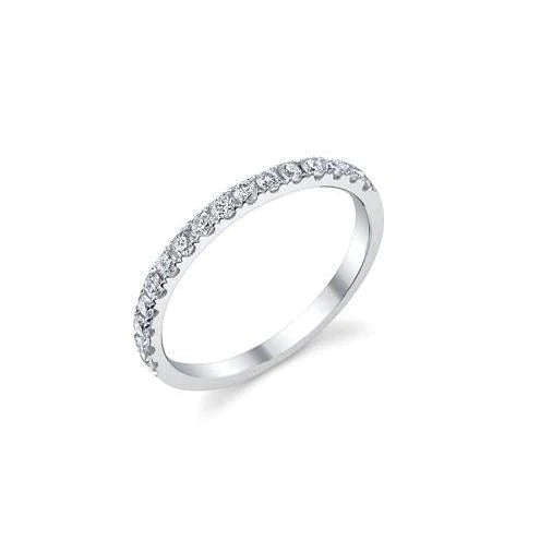 Alliance Demi-Eternité Réel Diamants Coupe Ronde 0.80 Ct En Or 14 Carats