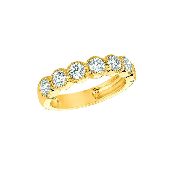 Alliance Demi Éternité Véritable Diamant 1.40 Carats Or Jaune 14K