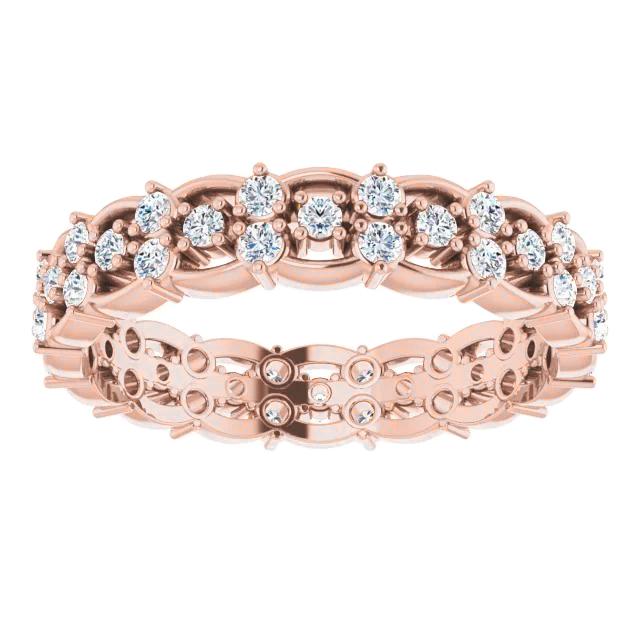 Alliance Éternité 1.50 Carats Réel Diamant Rond Bijoux En Or Rose
