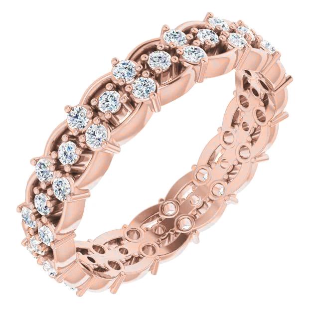 Alliance Éternité 1.50 Carats Réel Diamant Rond Bijoux En Or Rose