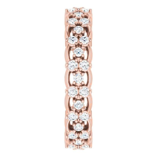 Alliance Éternité 1.50 Carats Réel Diamant Rond Bijoux En Or Rose
