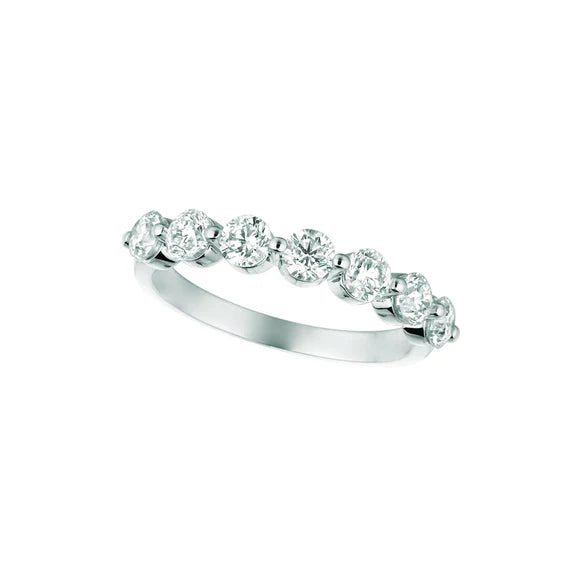 Alliance Fantaisie Réel Diamant 1.25 Carats Demi Eternité Or Blanc 14K